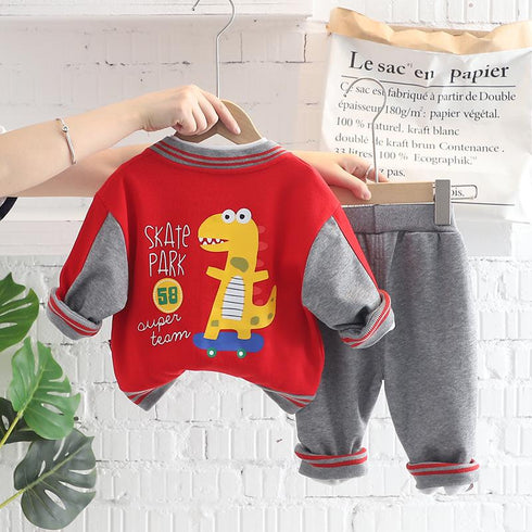 Children's Spring and Autumn Baseball Suit Set of Three